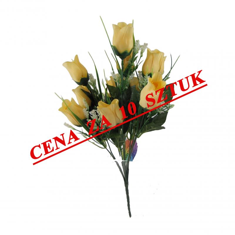 Sztuczne róże bukiet 40cm żółte (10 sztuk)